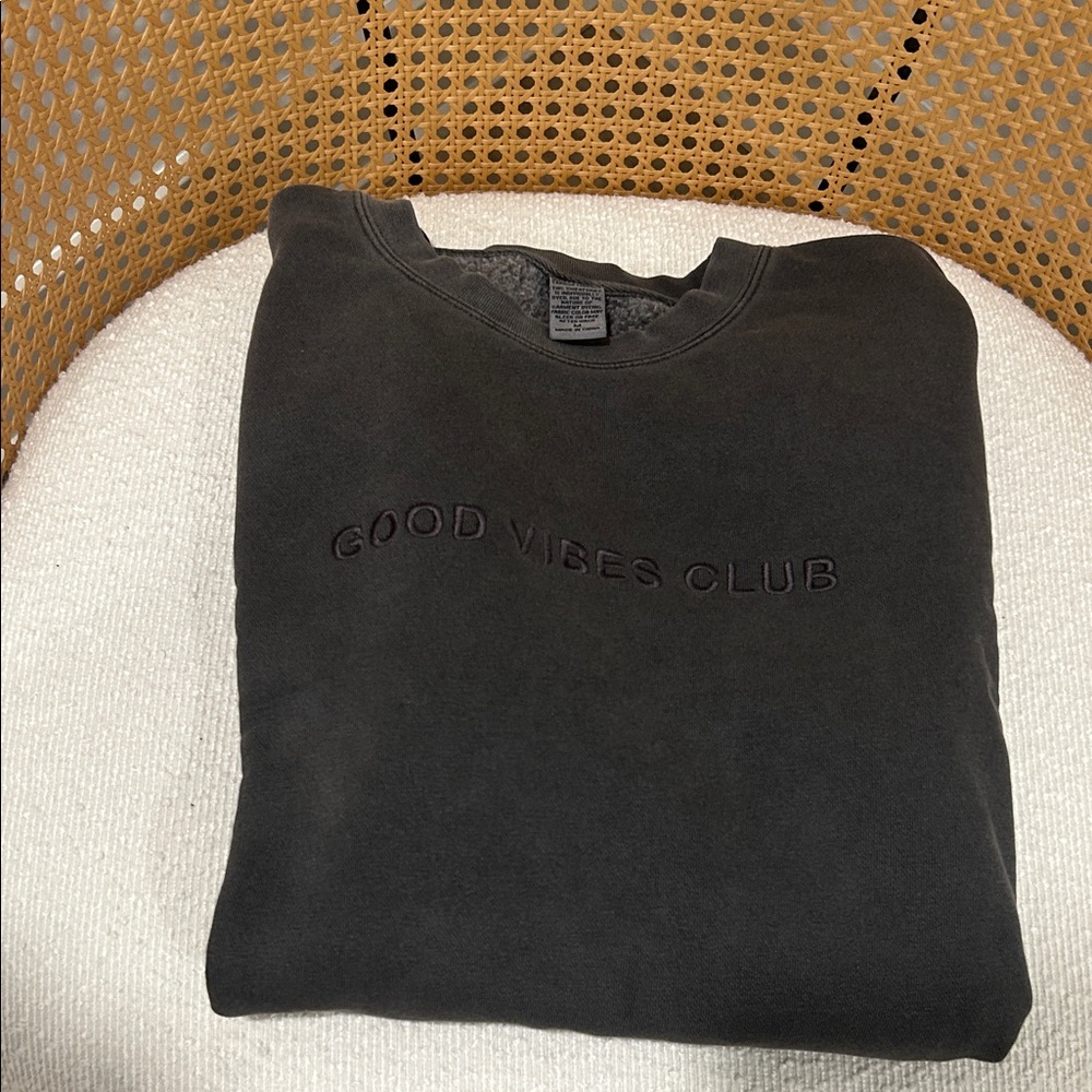 Good Vibes Club Embroidered Crewneck Sweater - Black